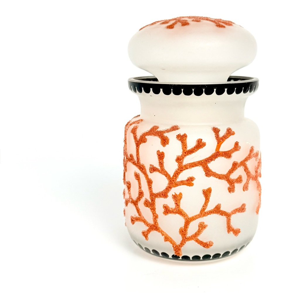 Antique English Thomas Webb & Sons Coralene Frosted Glass Dresser Jar c.1920 - Picture 5 of 16